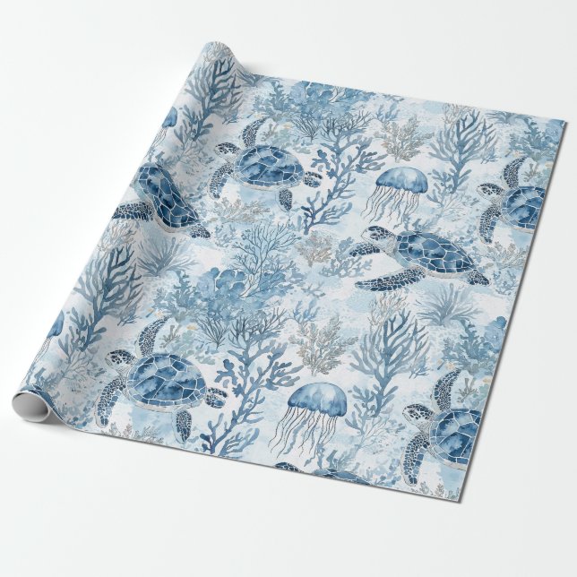 Papier Cadeau Bleu Rêvé sous le Baby shower marin (Déroulé)