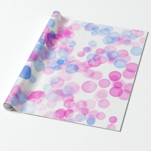 Papier Cadeau Bleu rose Blancs bulles effet Bokeh