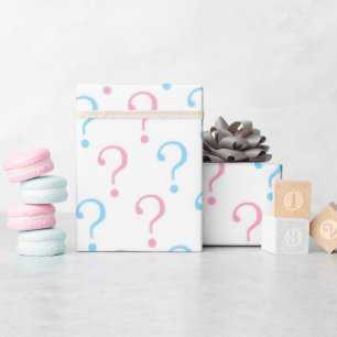 Papier Cadeau bleu rose Point d'interrogation sexe révéler l'env