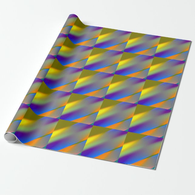 Papier Cadeau Bleu rouge jaune vert abstrait motif orangpourpre (Déroulé)