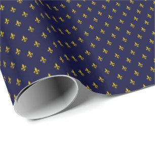 Papier Cadeau Bleu royal Fleur De Lis