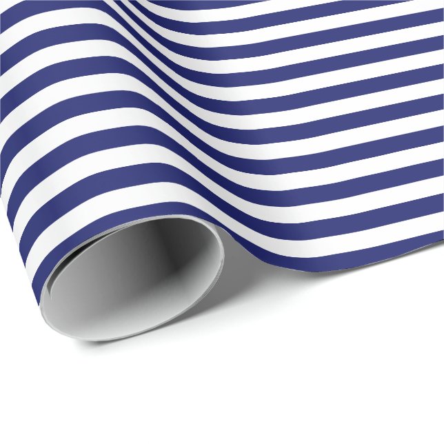Papier Cadeau Bleu Sailor Stripe (petite échelle) (Coin rond)