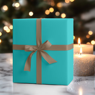Papier Cadeau Bleu Turquoise Uni Classique Élégant