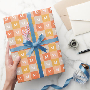 Papier Cadeau Bloc de couleur géométrique monogramme moderne