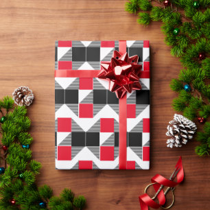Papier Cadeau Bloc de couleur moderne rouge et noir