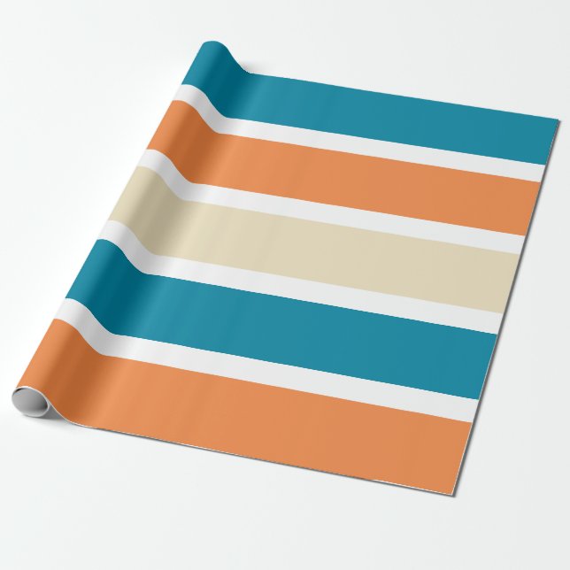 Papier Cadeau Bloc de couleur orange Turquoise Turquoise moderne (Déroulé)