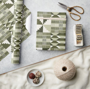 Papier Cadeau Bloc Kente - Olive Héritage