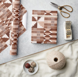 Papier Cadeau Bloc Kente - Terre cuite