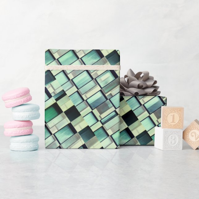 Papier Cadeau Blocs Abstraits verts (Baby Shower)