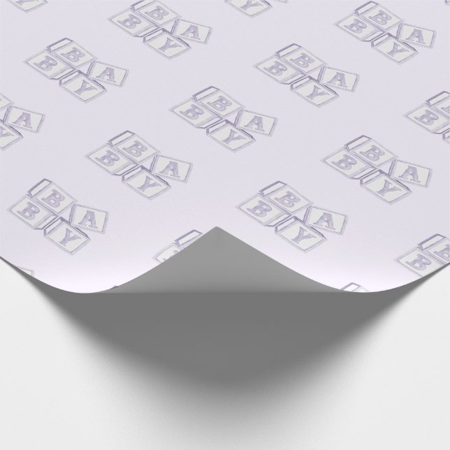 Papier Cadeau Blocs bébé Typographie Purple Aquarelle Douche (Coin)