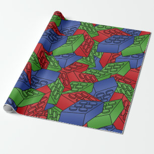 Papier Cadeau Blocs de construction en plastique rouge, bleu, ve