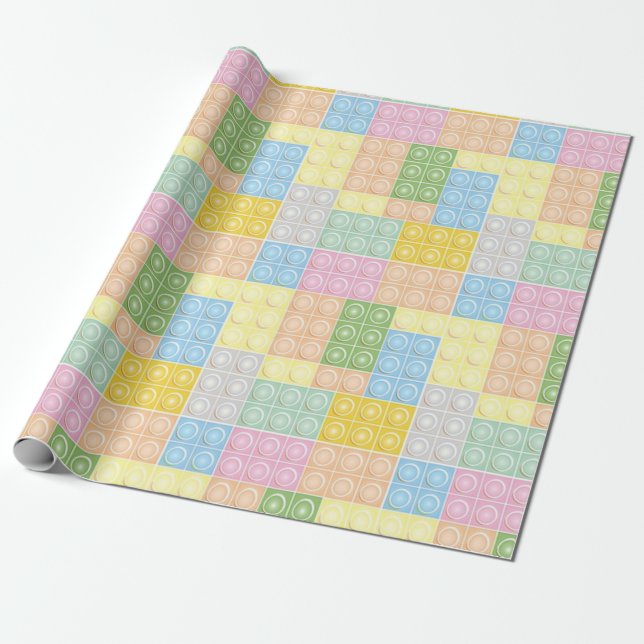 Papier Cadeau Blocs de construction Pastel (Déroulé)