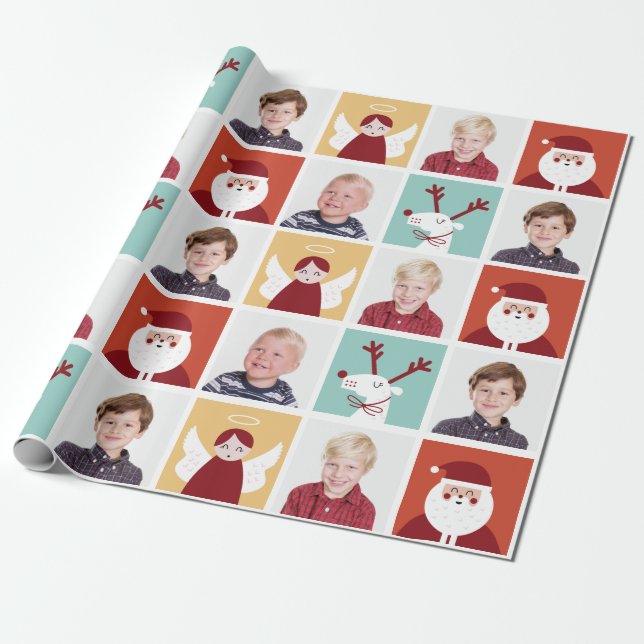 Papier Cadeau Blocs mignons, Père Noël et Angel (Déroulé)