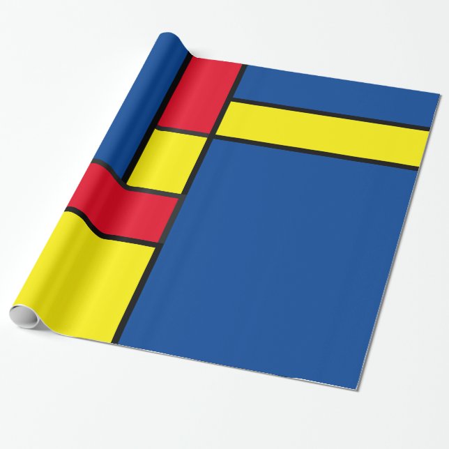 Papier Cadeau Blocs rouge, jaune et bleu Abstraits (Déroulé)