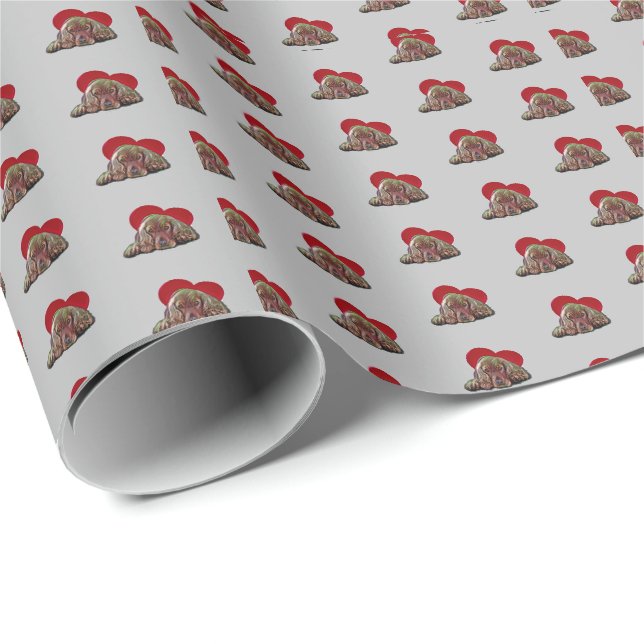 Papier Cadeau Blond Cocker Coeur Espagnol (Coin rond)