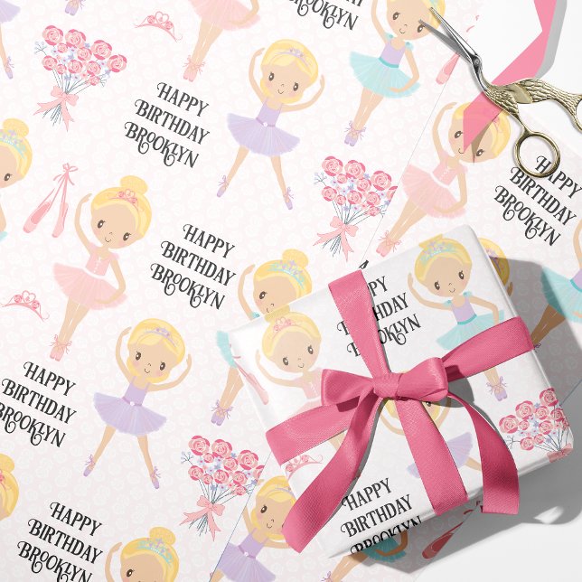 Papier Cadeau Blonde Ballerina Papier d'enveloppement personnali (Créateur téléchargé)
