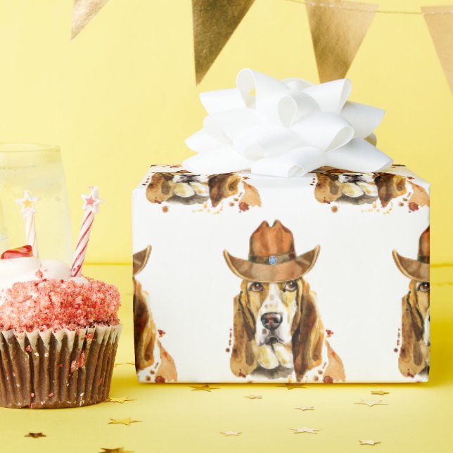 Papier Cadeau Bloodhof avec Cowboy Casquette (Fête d'anniversaire)