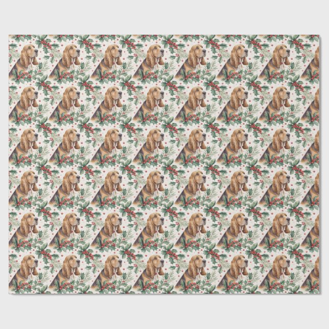 Papier Cadeau Bloodhound Christmas Wrapping Paper (Plat)