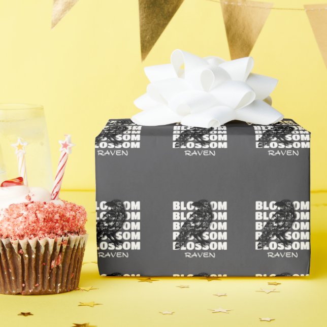 Papier Cadeau Blossom Raven – Corbeau en fleurs (Fête d'anniversaire)
