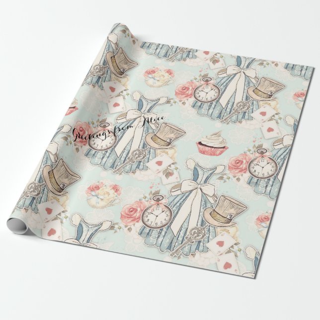 Papier Cadeau Blue Alice au pays des merveilles (Déroulé)