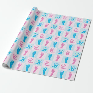 Papier Cadeau Blue and Pink Baby Hand