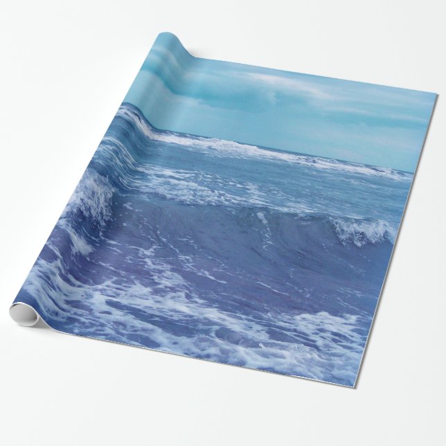 Papier Cadeau Blue Atlantic Ocean Waves Nuages Sky Photographie (Déroulé)
