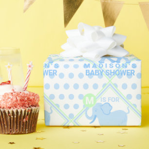 Papier Cadeau Blue Circus mignon Éléphant Anniversaire Ou Baby s