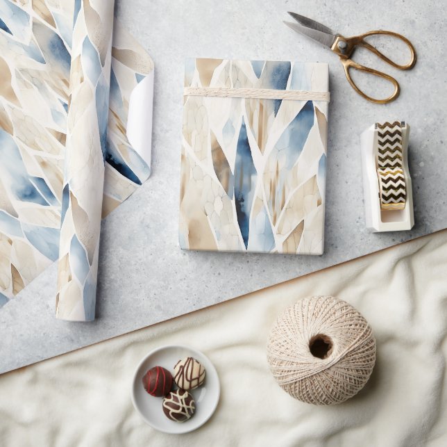 Papier Cadeau Blue Cream Sea Sand Ocean Serenity (Artisanat)