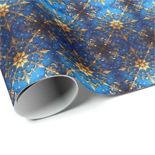 Papier Cadeau Blue Decorative Holiday Wrapping Paper (Coin rond)