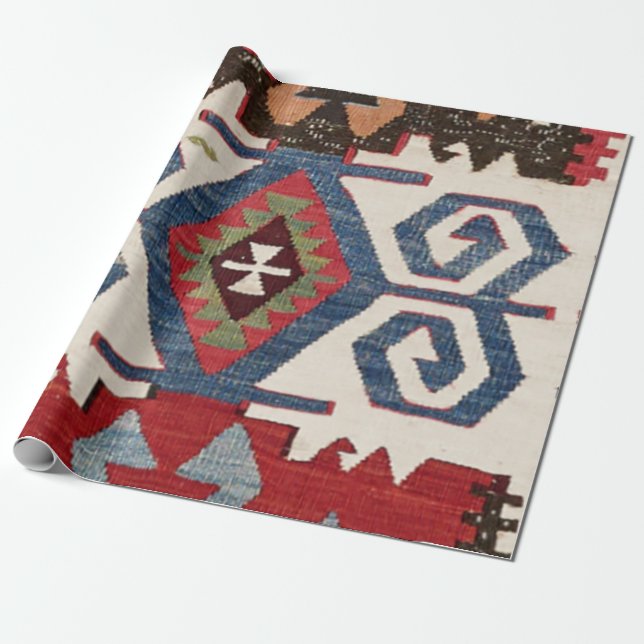 Papier Cadeau Blue Diamond Arrow Konya // 19e siècle (Déroulé)
