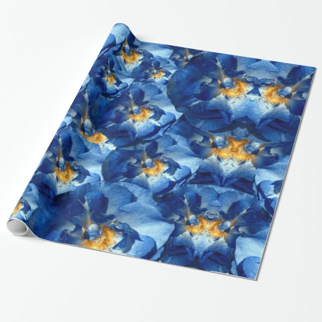 Papier Cadeau Blue dream, Rose Floral Vacances papier d'envelopp (Déroulé)