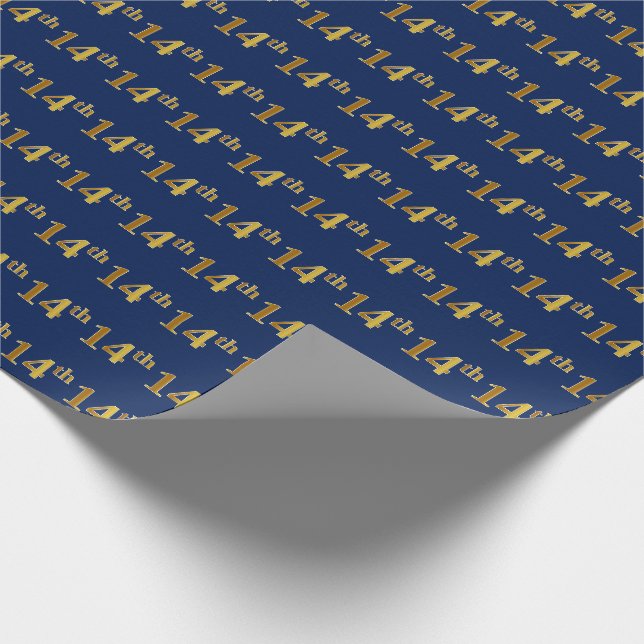 Papier Cadeau Blue, Faux Gold 14e (quatorzième) événement (Coin)