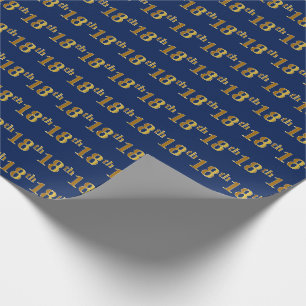 Papier Cadeau Blue, Faux Gold 18e (dix-huitième) événement