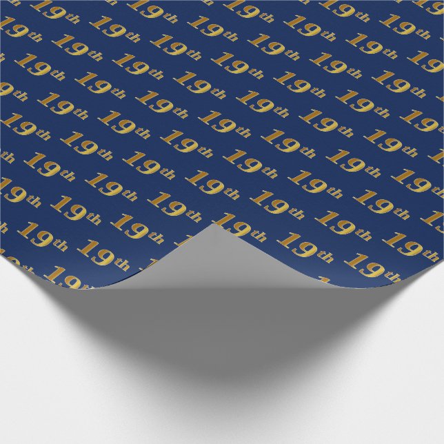 Papier Cadeau Blue, Faux Gold 19th (dix-neuvième) Event (Coin)