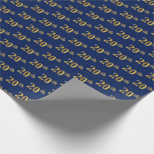 Papier Cadeau Blue, Faux Gold 20th (Vingtième) Event (Coin)