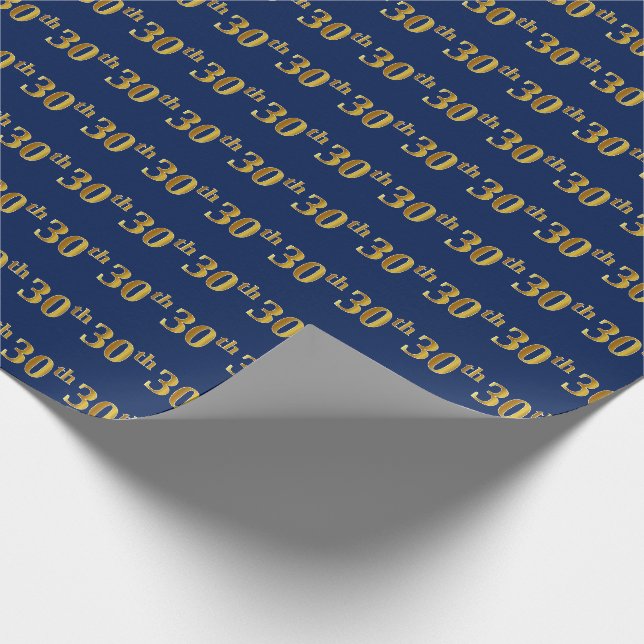 Papier Cadeau Blue, Faux Gold 30e (trentième) événement (Coin)