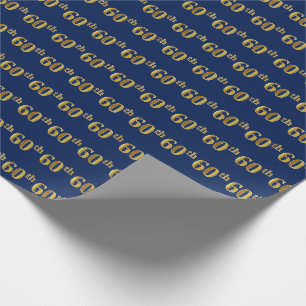 Papier Cadeau Blue, Faux Gold 60e (Soixantième) événement
