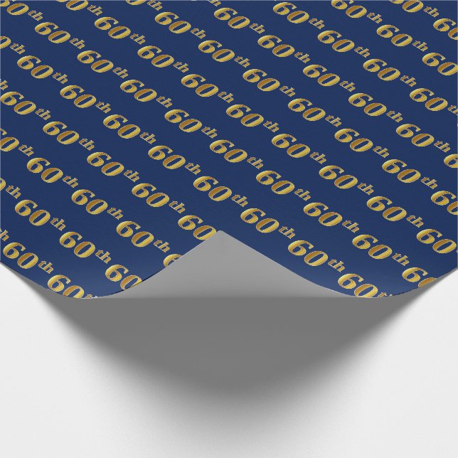 Papier Cadeau Blue, Faux Gold 60e (Soixantième) événement (Coin)