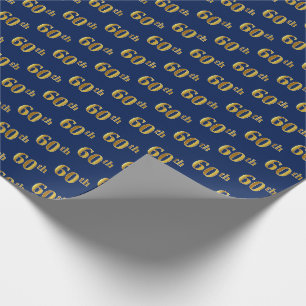 Papier Cadeau Blue, Faux Gold 60e (Soixantième) événement
