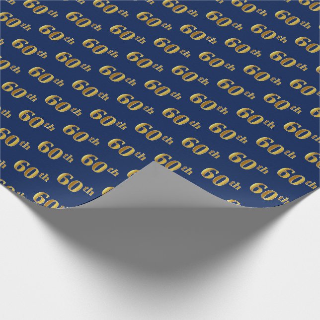 Papier Cadeau Blue, Faux Gold 60e (Soixantième) événement (Coin)