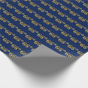 Papier Cadeau Blue, Faux Gold 66e (Soixante-sixième)