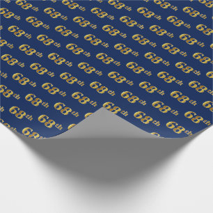 Papier Cadeau Blue, Faux Gold 68e (Soixante-huitième)