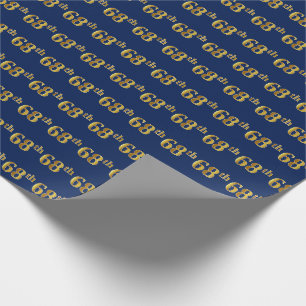 Papier Cadeau Blue, Faux Gold 68e (Soixante-huitième)