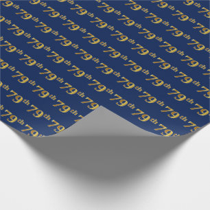 Papier Cadeau Blue, Faux Gold 79e (Soixante-dix-neuvième)