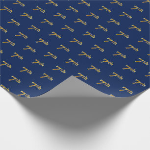 Papier Cadeau Blue, Faux Gold 7e (Septième) Event Wrapper Paper