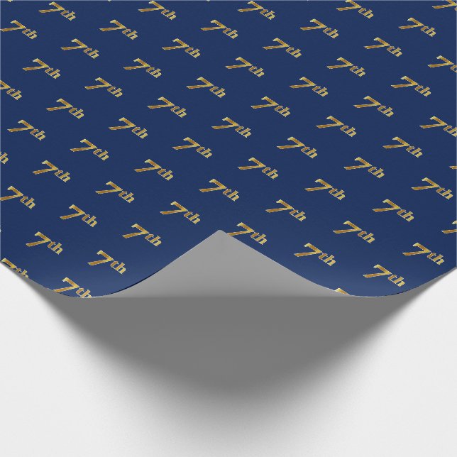 Papier Cadeau Blue, Faux Gold 7e (Septième) Event Wrapper Paper (Coin)