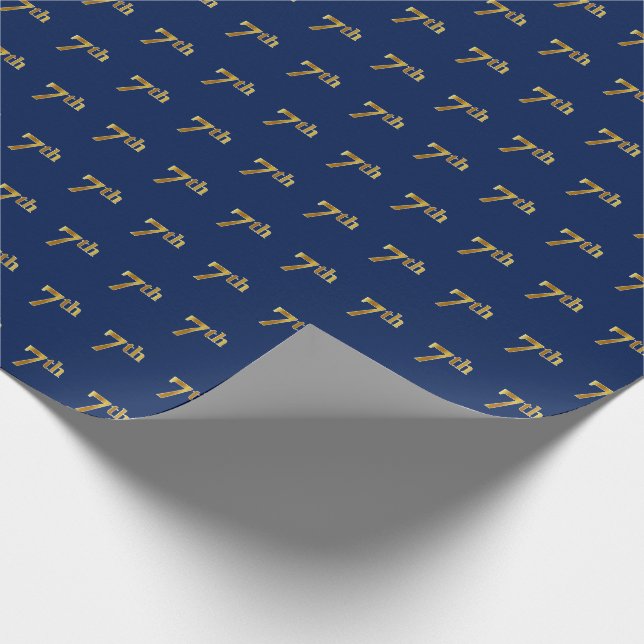 Papier Cadeau Blue, Faux Gold 7e (Septième) Event Wrapper Paper (Coin)