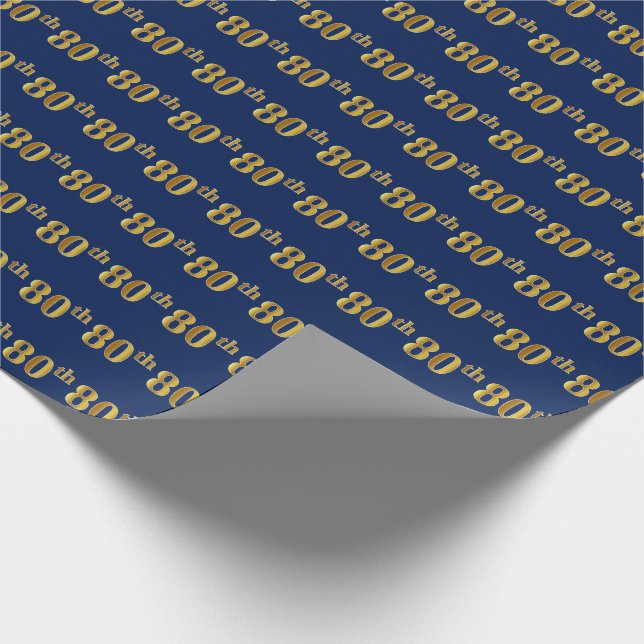 Papier Cadeau Blue, Faux Gold 80th (Eighantième) Event (Coin)