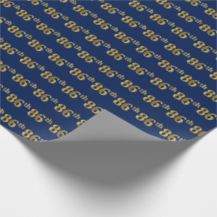 Papier Cadeau Blue, Faux Gold 86e (Quatre-vingt-sixième)