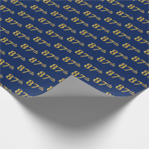 Papier Cadeau Blue, Faux Gold 87e (Quatre-vingt-septième)